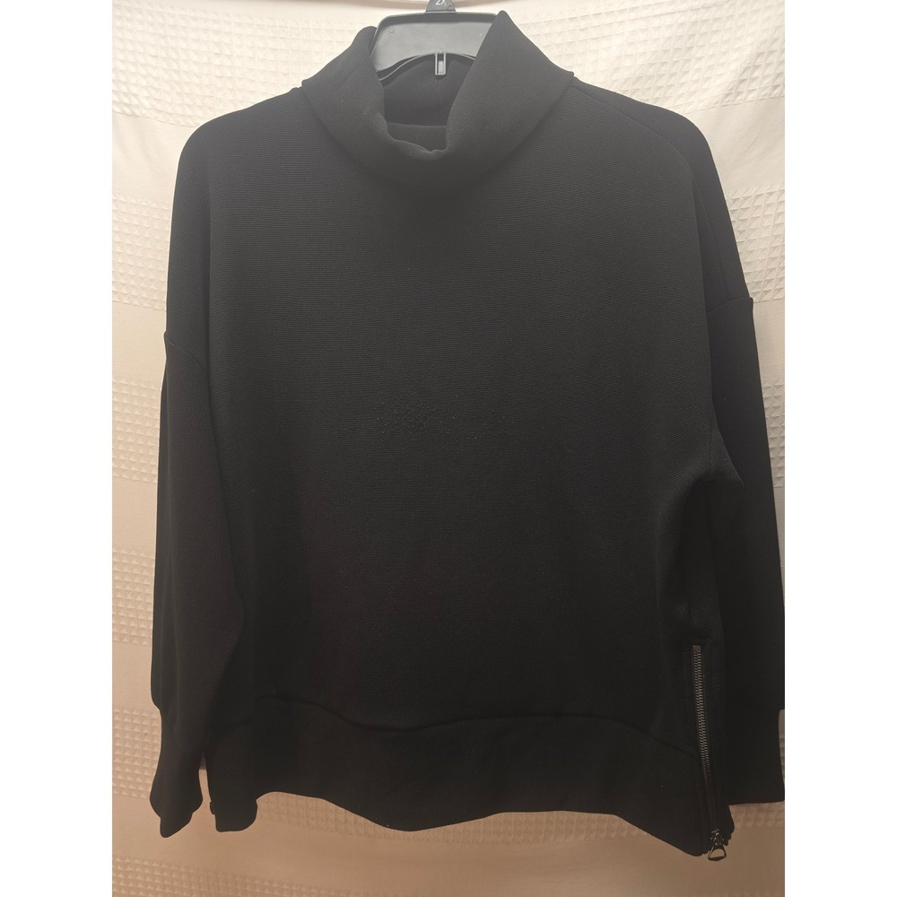 Simply Vera Wang Women Large Black High Neck Long Sleeve Side Zip Sweater 7494